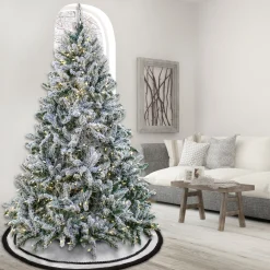 Sale 7.5 ft. Pre-Lit Snowy Hudson Tree with PowerConnect Dual Colored Color LED Lights Full|Pre-Lit