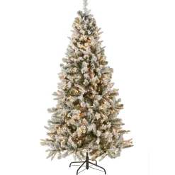 Online 6.5 ft. Pre-Lit Snowy Mixed Pine Tree with Clear Lights Full|Pre-Lit