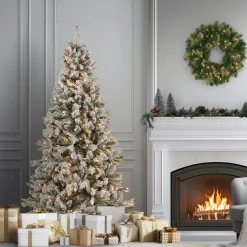 Online 6.5 ft. Pre-Lit Snowy Mixed Pine Tree with Clear Lights Full|Pre-Lit