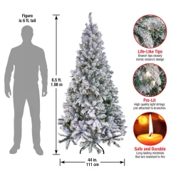 Online 6.5 ft. Pre-Lit Snowy Mixed Pine Tree with Clear Lights Full|Pre-Lit