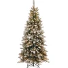 New 7.5 ft. Pre-Lit Snowy Mountain Pine Slim Tree with Clear Lights Slim|Pre-Lit