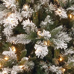 New 7.5 ft. Pre-Lit Snowy Mountain Pine Slim Tree with Clear Lights Slim|Pre-Lit
