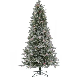 Outlet 7.5 ft. Pre-Lit Snowy Poechmann Fir Tree with LED Lights Pre-Lit|Full