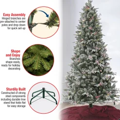 Outlet 7.5 ft. Pre-Lit Snowy Poechmann Fir Tree with LED Lights Pre-Lit|Full