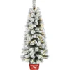 Hot 5 ft. Pre-Lit Snowy Pogue Pine Slim Tree with LED Lights Pre-Lit|Slim