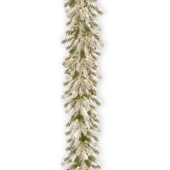 Discount 9 ft. Pre-Lit Snowy Sheffield Spruce Garland with Twinkly LED Lights Pre-Lit Christmas Garlands|7-10 Feet Christmas Garlands