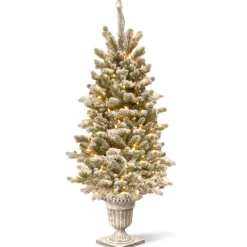 4 ft. Pre-Lit Snowy Sheffield Spruce Tree with Twinkly LED Lights Slim|Pre-Lit