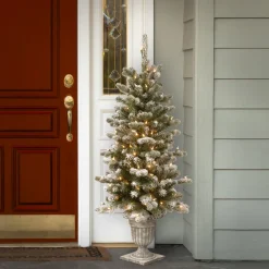 4 ft. Pre-Lit Snowy Sheffield Spruce Tree with Twinkly LED Lights Slim|Pre-Lit