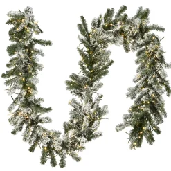 Best 9 ft. Pre-Lit Snowy Sheffield Spruce Garland with LED Lights Pre-Lit Christmas Garlands|7-10 Feet Christmas Garlands