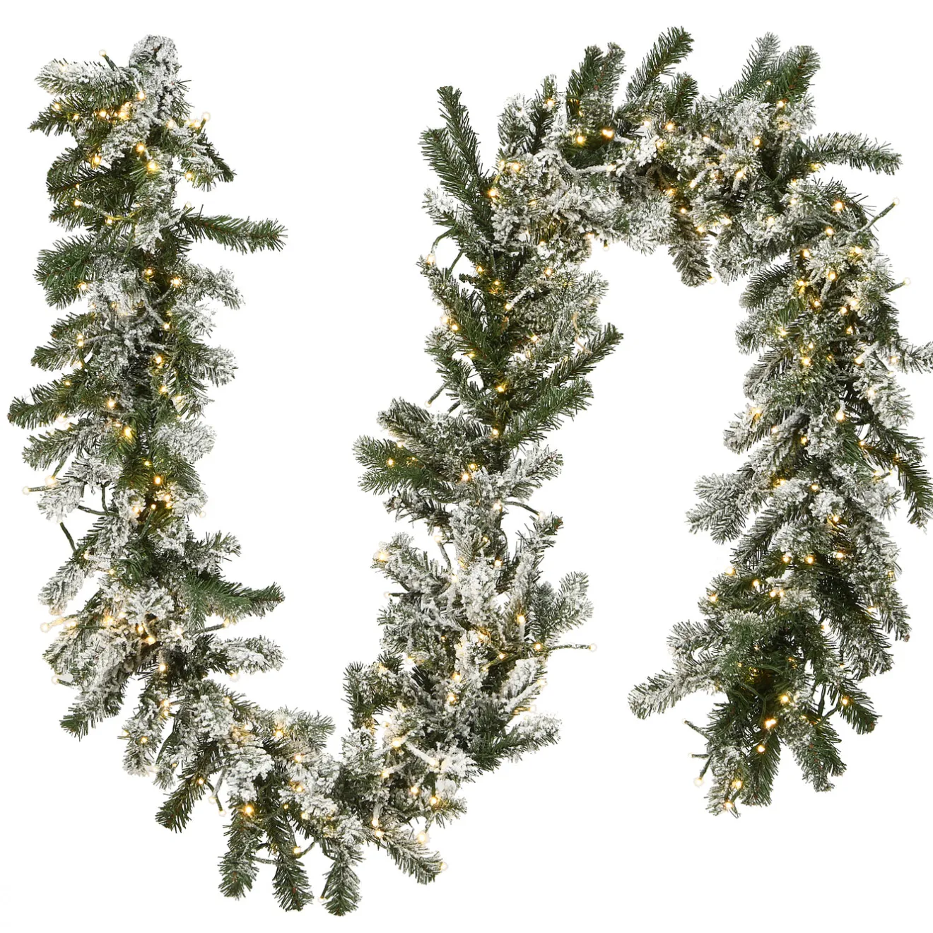 Best 9 ft. Pre-Lit Snowy Sheffield Spruce Garland with LED Lights Pre-Lit Christmas Garlands|7-10 Feet Christmas Garlands