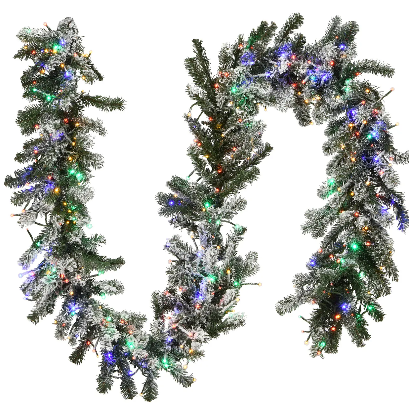 Best 9 ft. Pre-Lit Snowy Sheffield Spruce Garland with LED Lights Pre-Lit Christmas Garlands|7-10 Feet Christmas Garlands