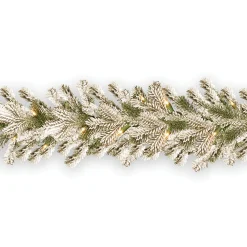 Online 9 ft. Pre-Lit Snowy Sheffield Spruce Garland with Clear Lights Pre-Lit Christmas Garlands|7-10 Feet Christmas Garlands