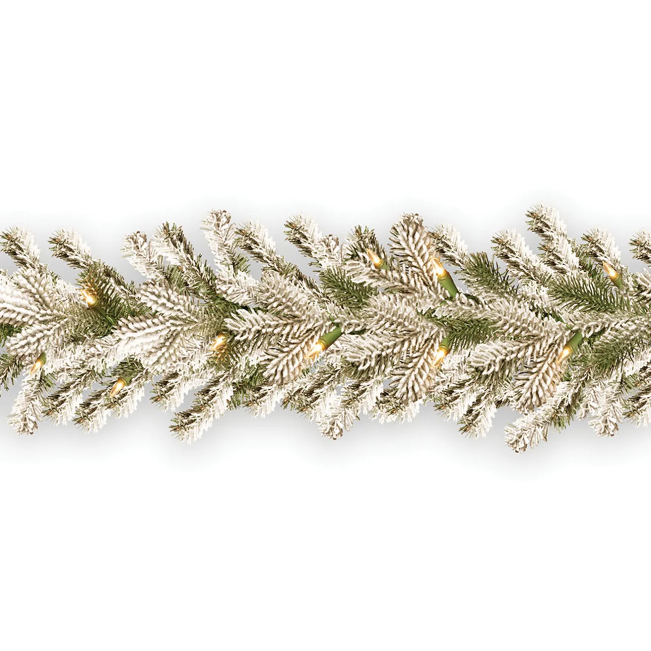 Online 9 ft. Pre-Lit Snowy Sheffield Spruce Garland with Clear Lights Pre-Lit Christmas Garlands|7-10 Feet Christmas Garlands