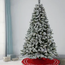 Hot 7.5 ft. Pre-Lit Snowy Silver Hill Pine Tree with LED Lights Full|Pre-Lit