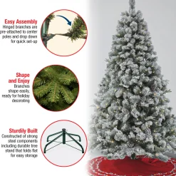 Hot 7.5 ft. Pre-Lit Snowy Silver Hill Pine Tree with LED Lights Full|Pre-Lit