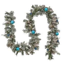 New 9 ft. Pre-Lit Snowy Tinkham Pine Garland with LED Lights Pre-Lit Christmas Garlands|7-10 Feet Christmas Garlands