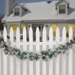 New 9 ft. Pre-Lit Snowy Tinkham Pine Garland with LED Lights Pre-Lit Christmas Garlands|7-10 Feet Christmas Garlands