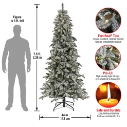 Outlet 7.5 ft. Pre-Lit Snowy Vintin Fir Tree with LED Lights Full|Pre-Lit