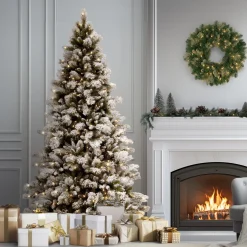 Best 7.5 ft. Pre-Lit Snowy Westwood Pine Full Tree with Clear Lights Pre-Lit|Full