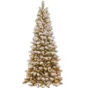 New 7.5 ft. Pre-Lit Snowy Westwood Pine Slim Tree with Clear Lights Slim|Pre-Lit