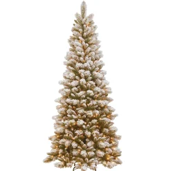 New 7.5 ft. Pre-Lit Snowy Westwood Pine Slim Tree with Clear Lights Slim|Pre-Lit