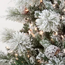 Sale 6.5 ft. Pre-Lit Snowy Yorkshire Tree with Clear Incandescent Lights Pre-Lit|Full