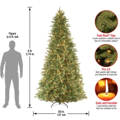 Discount 9 ft. Pre-Lit Tiffany Fir Slim Tree with Clear Lights - PE Branch Tips Slim|Pre-Lit