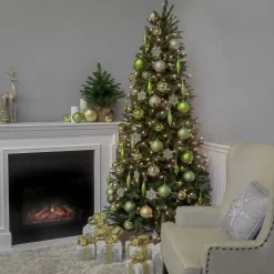 Discount 9 ft. Pre-Lit Tiffany Fir Slim Tree with Clear Lights - PE Branch Tips Slim|Pre-Lit
