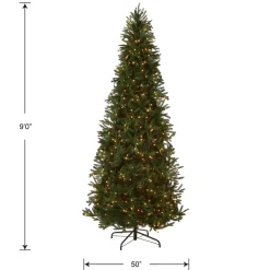 Discount 9 ft. Pre-Lit Tiffany Fir Slim Tree with Clear Lights - PE Branch Tips Slim|Pre-Lit