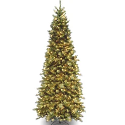 Outlet 9 ft. Pre-Lit Tiffany Fir Slim Tree with Clear Lights - PVC Branch Tips Slim|Pre-Lit