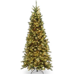 Outlet 6.5 ft. Pre-Lit Tiffany Fir Slim Tree with Clear Lights PVC Branch Tips Slim|Pre-Lit