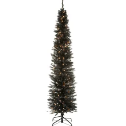 Online 6 ft. Pre-Lit Tinsel Collection Black Tree with Clear Lights Slim|Pre-Lit