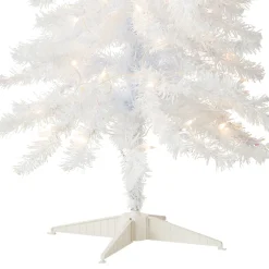 Clearance 4 ft. Pre-Lit Tinsel Collection White Iridescent Tree with Clear Lights Slim|Under 5 Feet