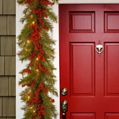 Clearance 9 ft. Pre-Lit Valley Pine Garland with Warm White LED Lights Pre-Lit Christmas Garlands|7-10 Feet Christmas Garlands