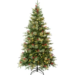 New 6 ft. Pre-Lit Virginia Pine Mixed Tree with LED Lights Full|Pre-Lit