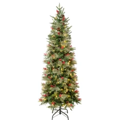 Sale 6 ft. Pre-Lit Virginia Pine Mixed Slim Tree with Warm White LED Lights Slim|Pre-Lit