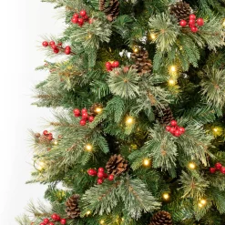 Clearance 7.5 ft. Pre-Lit Virginia Pine Mixed Slim Tree with Warm White LED Lights Slim|Pre-Lit