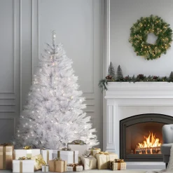 6 ft. Pre-Lit Winchester Pine White Tree with Clear Lights Full|Pre-Lit