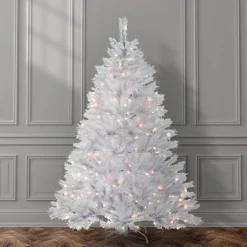 6 ft. Pre-Lit Winchester Pine White Tree with Clear Lights Full|Pre-Lit