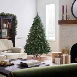 Sale 6.5 ft. Pre-Lit Winchester Pine Tree with Clear Lights Full|Pre-Lit