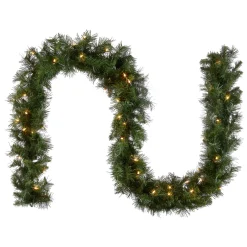 Sale 9 ft. Pre-Lit Winchester Pine Garland with Clear Lights 7-10 Feet Christmas Garlands