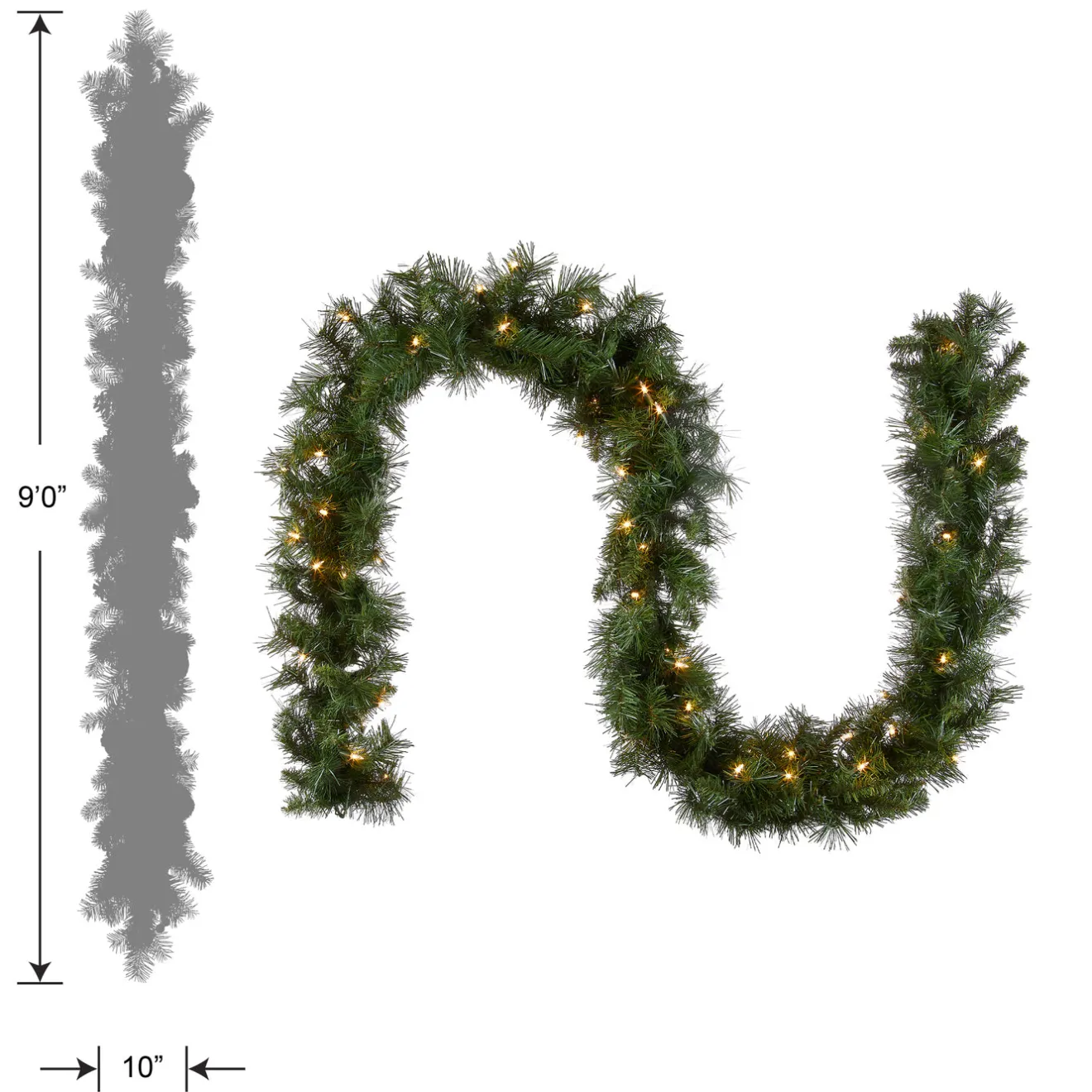 Sale 9 ft. Pre-Lit Winchester Pine Garland with Clear Lights 7-10 Feet Christmas Garlands