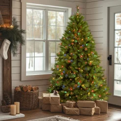 7.5 ft. Pre-Lit Winchester Pine Tree with Multicolor Lights Full|Pre-Lit