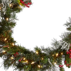 Discount 9 ft. Pre-Lit Wintry Pine Garland with Clear Lights, Plug-In 7-10 Feet Christmas Garlands