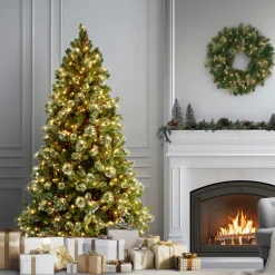 New 7.5 ft. Pre-Lit Wintry Pine Medium Tree with Clear Lights Medium|Pre-Lit