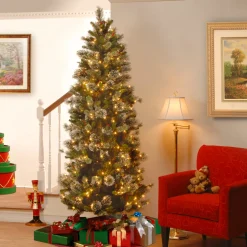 Hot 7.5 ft. Pre-Lit Wintry Pine Slim Tree with Clear Lights Slim|Pre-Lit