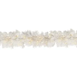 Discount 9 ft. Pre-Lit Wispy Willow White Garland with Clear Lights 7-10 Feet Christmas Garlands