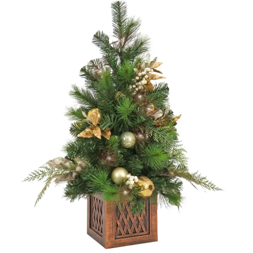 New 3 ft. Pre-Lit Yuletide Glam Tree with Warm White LED Lights Pre-Lit|Full