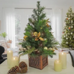 New 3 ft. Pre-Lit Yuletide Glam Tree with Warm White LED Lights Pre-Lit|Full