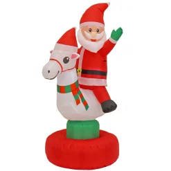 Outlet 6 ft. Red Inflatable Blow Up Santa on Horse Inflatable Decorations